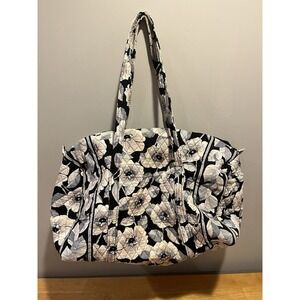Vera Bradley Large Duffel *Camilia*‎ Black White Floral Weekender Bag